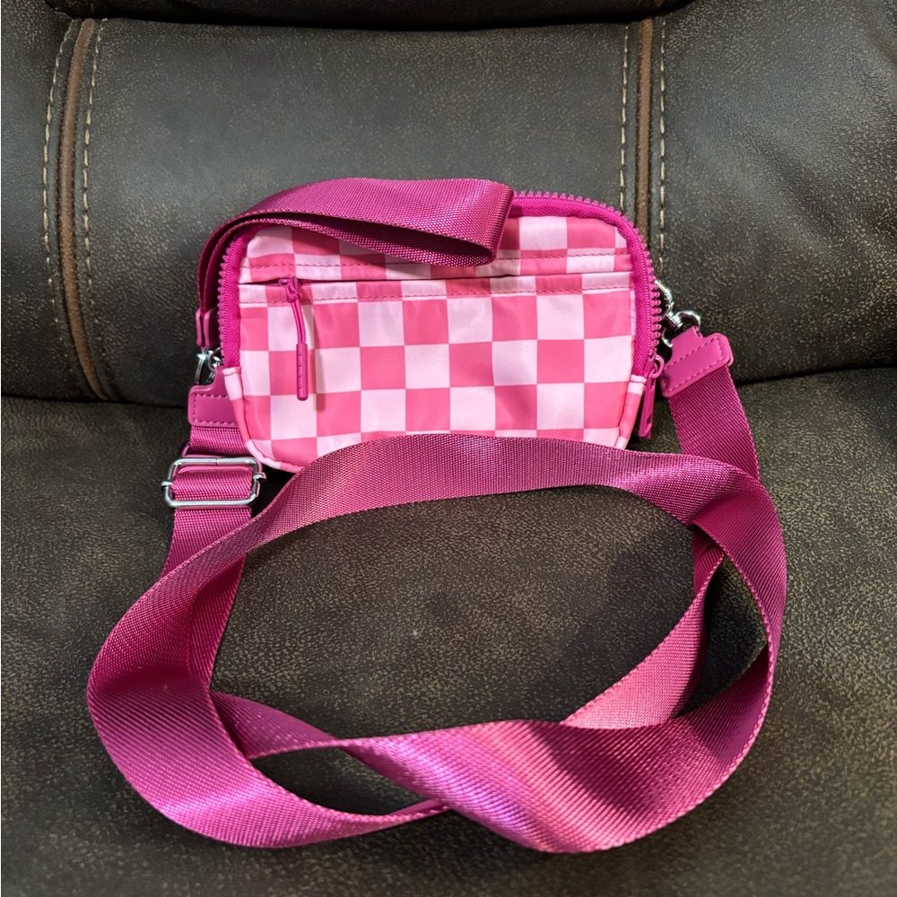 Stylish Pink Checkered Women's Bag